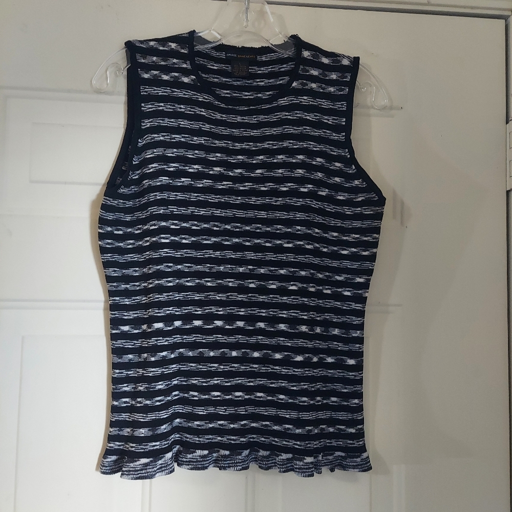 Striped Sleeveless Top - Black and White